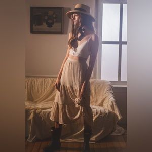 UO Odessa Tiered Ruffle Midi Skirt